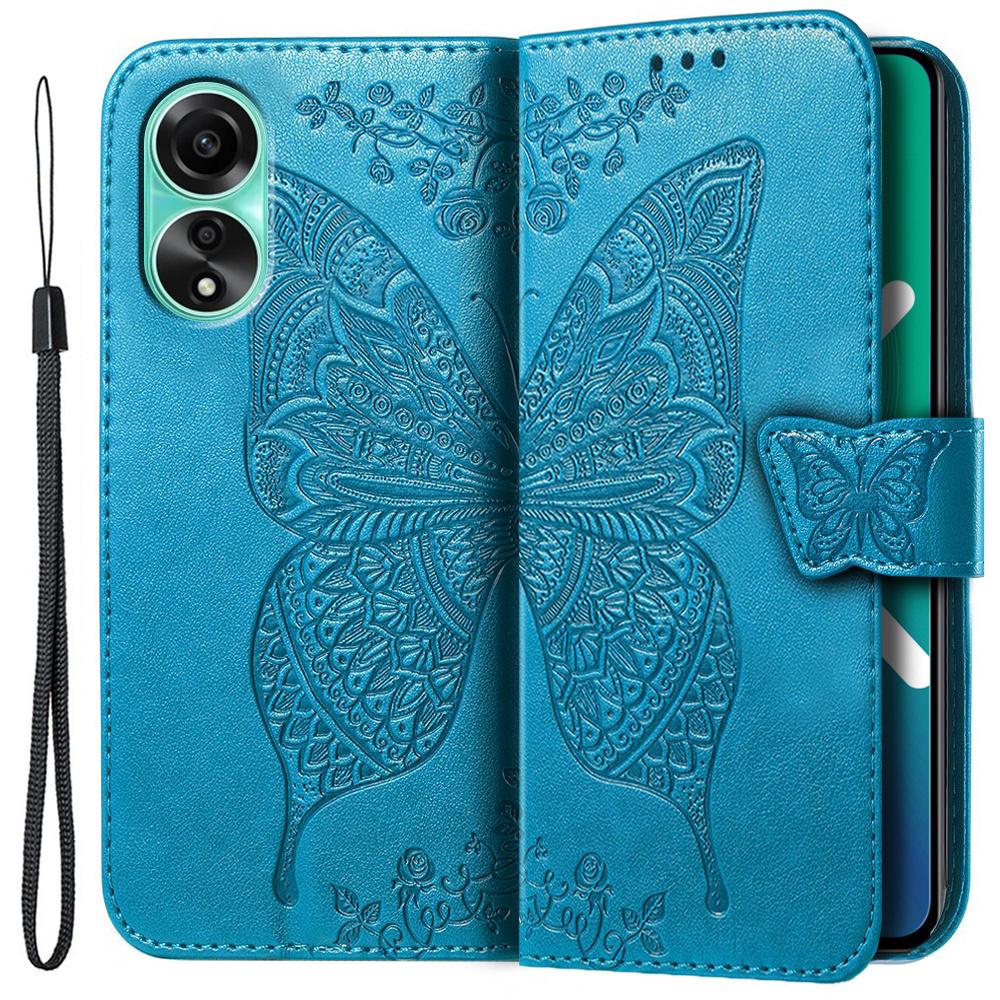 Flip case for Oppo A38 / A18, Butterfly, blue