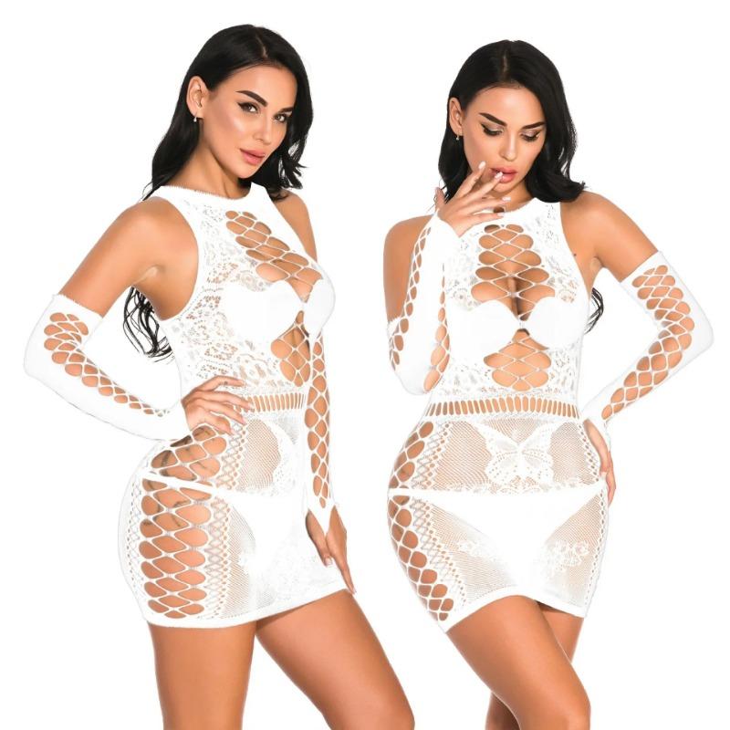 Fishnet Sexy Underwear Women Bodysuit Lingerie Leopard Single Leg Bodystockings Transparent Lace Erotic Lingerie Costumes