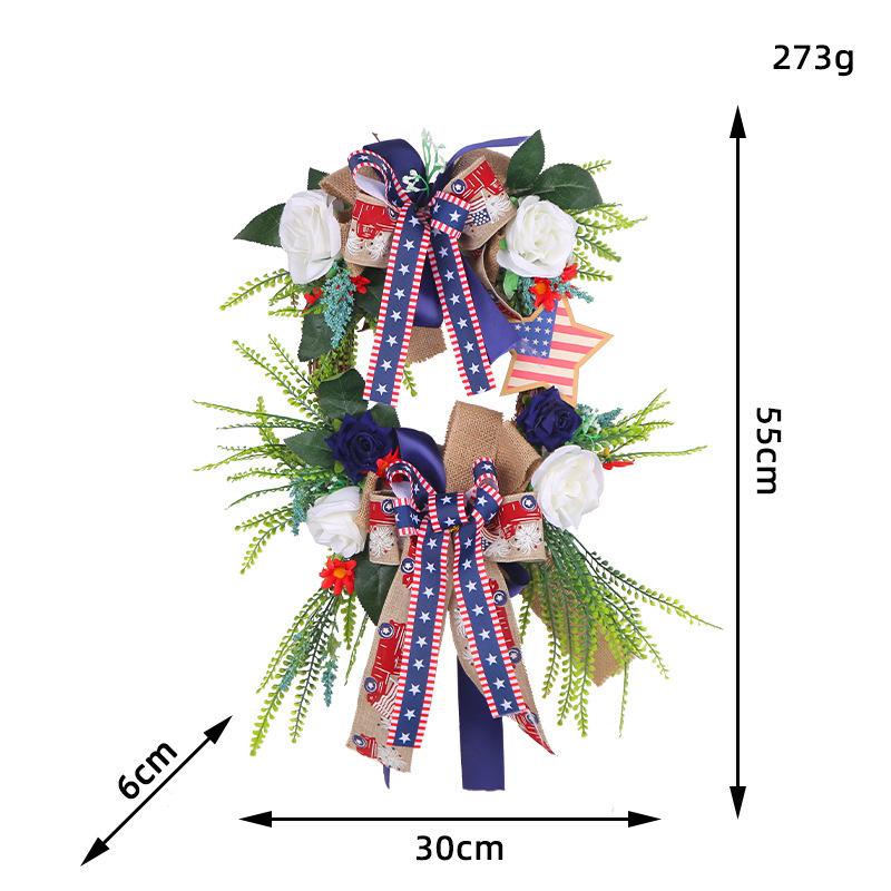 Unabhängigkeitstag Kranz Neuer künstlicher Blumenkranz Türhänger Außenhof Party Dekoration Ornamente