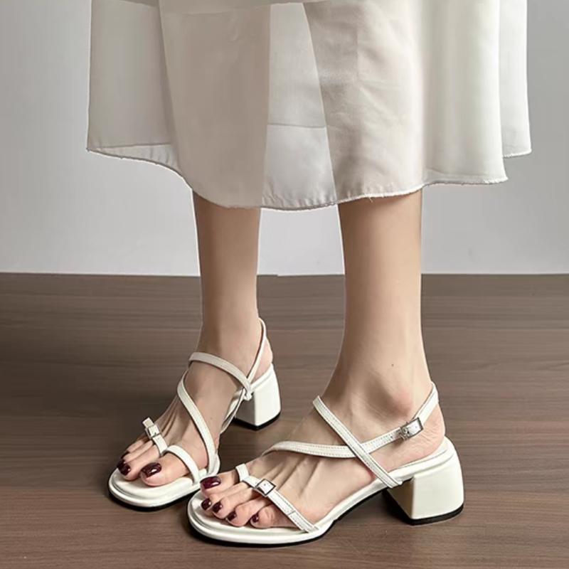 Fashion New Women Summer High Heel Shoes Solid Color Simple Women's Causal Sandals Open-toe Fashion Ladies Wedding Party Sandals Elegant