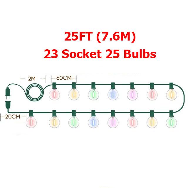 

20М Фестон Разноцветный G40 Гирлянда Соединяемая Рождественский Глобус Волшебный Свет Уличный Праздничный Свадебный Вечеринка Гирлянда Свет 110V US Plug
