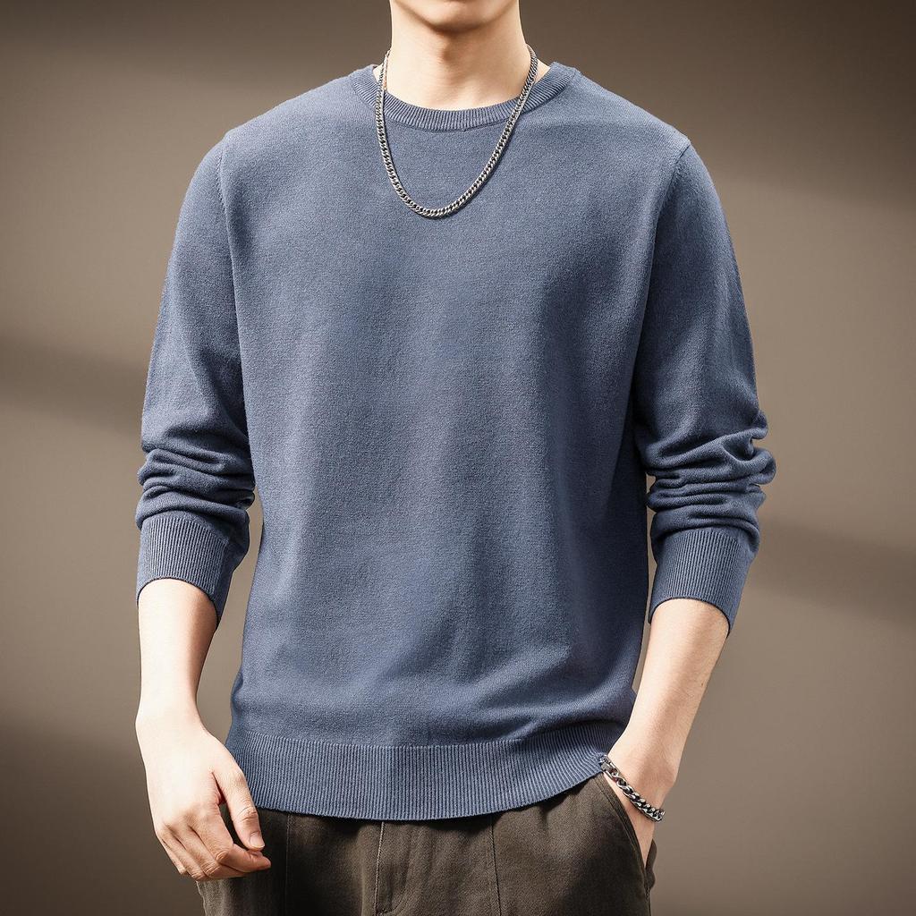 Pull en Maille Douce Couleur Unie Haut de Gamme pour Homme - Hiver Décontracté Col Rond
