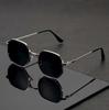 Men's Trendy Blue Polarized Sunglasses - Polygonal Metal Frames for Driving and Beach Travel