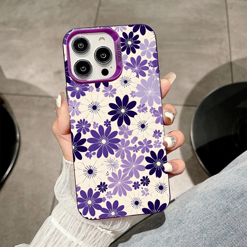 Flowers Art Purple Translucent Mobile Phone Case For IPhone 17 16 E 15 14 13 12 11 Pro Max 14 15 Plus 17 Air Colorful Hard Cover
