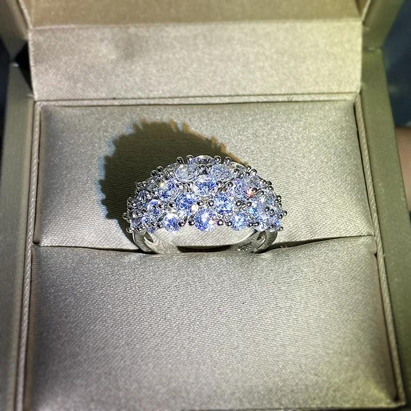 New Engagement Rings for Women High-quality Cubic Zirconia Gorgeous Proposal Silver Color Ring Gift Wedding Bands
