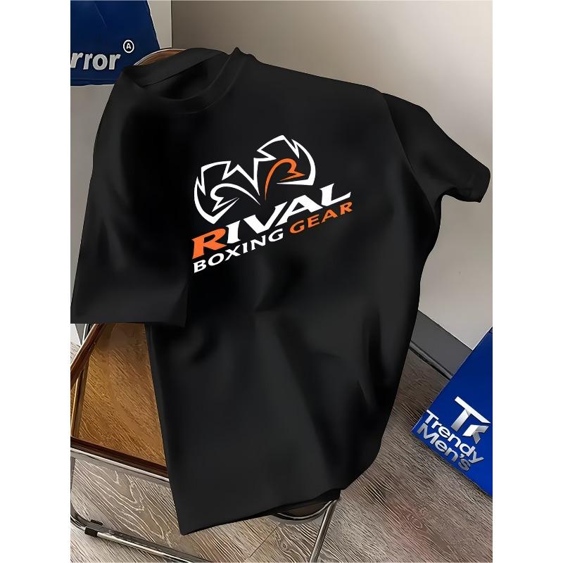 

RIVAL BOXING GEAR Мужская футболка для бокса - Легкая дышащая летняя футболка с коротким рукавом, с круглым вырезом, с логотипом боксера и дизайном для спортзала, подходит для тренировок S чёрный