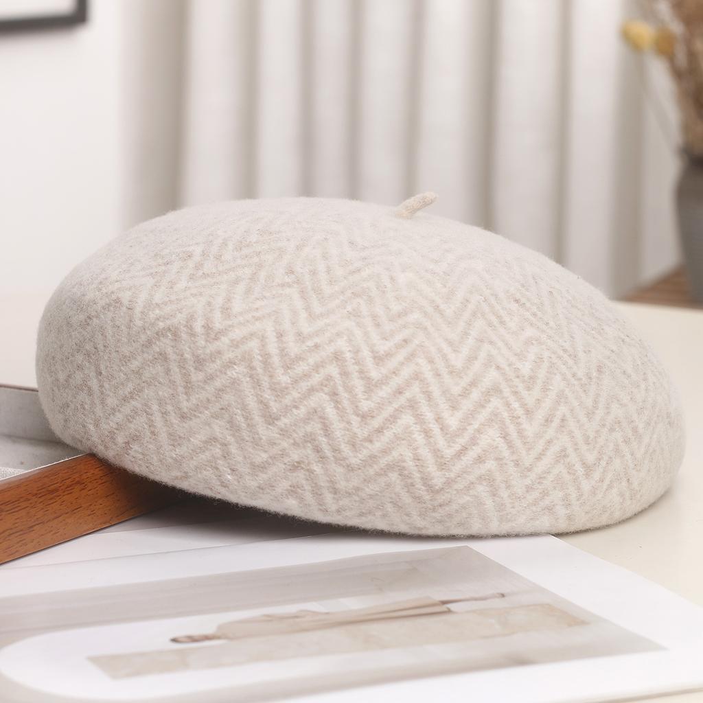 Korean 100% Wool Beret | Vintage Baker Boy & Painter Cap | Face Slimming Winter Hat for Women