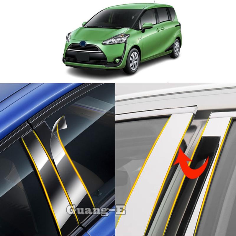Car TPU/Glossy Mirror Pillar Post Cover For Toyota SIENTA 2015+ Door Trim Window Molding Stickers Plate Accessories Decoration