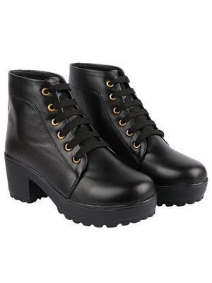 Shoetopia Womens  Chunky Heel Short Booties with Non-Slip Sole, Comfortable Trendy Ankle Boots | Soft Cushioned Sole | Casual, Party & Winter Wear