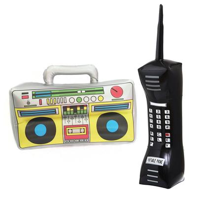 2Pcs Inflatable Radio Boombox Inflatable Mobile Phone Inflatable Props for 80s 90s Party Decorations