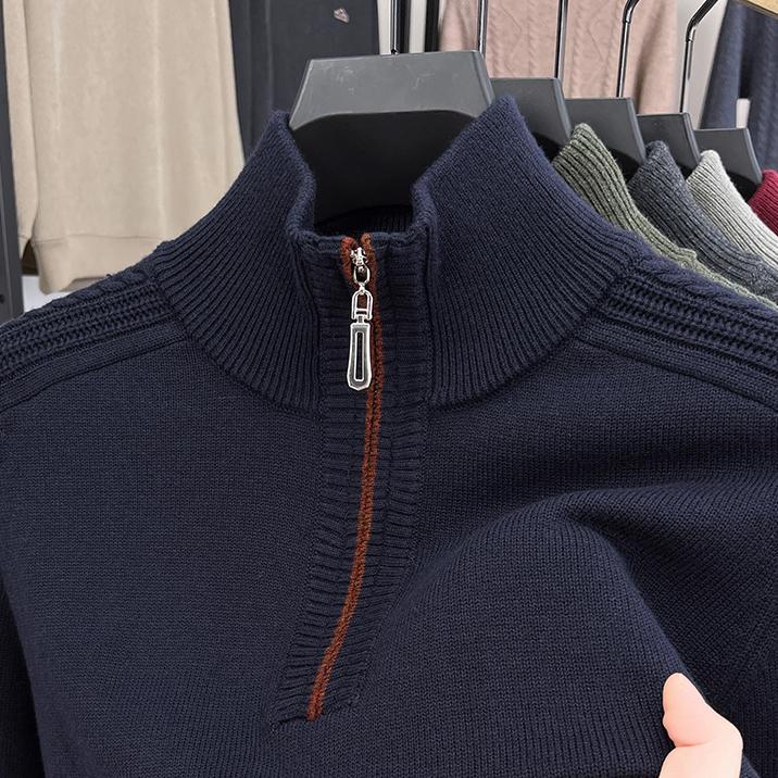 2025 Autumn Winter New Mens Sweater Zippers Turtleneck Long Sleeve Men Warm Pullovers Sports Sweater