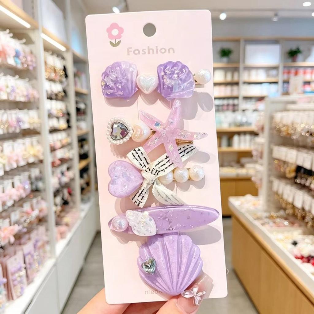 Summer Ocean Series Set Cute Children's Hairpin Pearl Hair Accessories Shell Starfish Hairpin Duckbill Clip