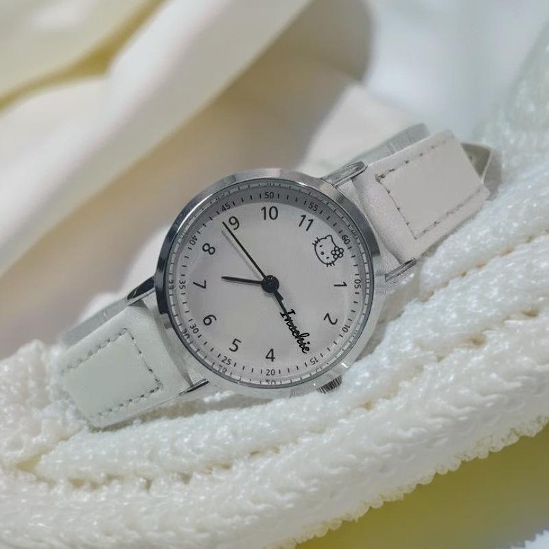 

Women Quartz Watch Easy To Read Arabic Numerals Simple Dial PU Leather Strap Lady Candy Color Cute Girl Wristwatches білий