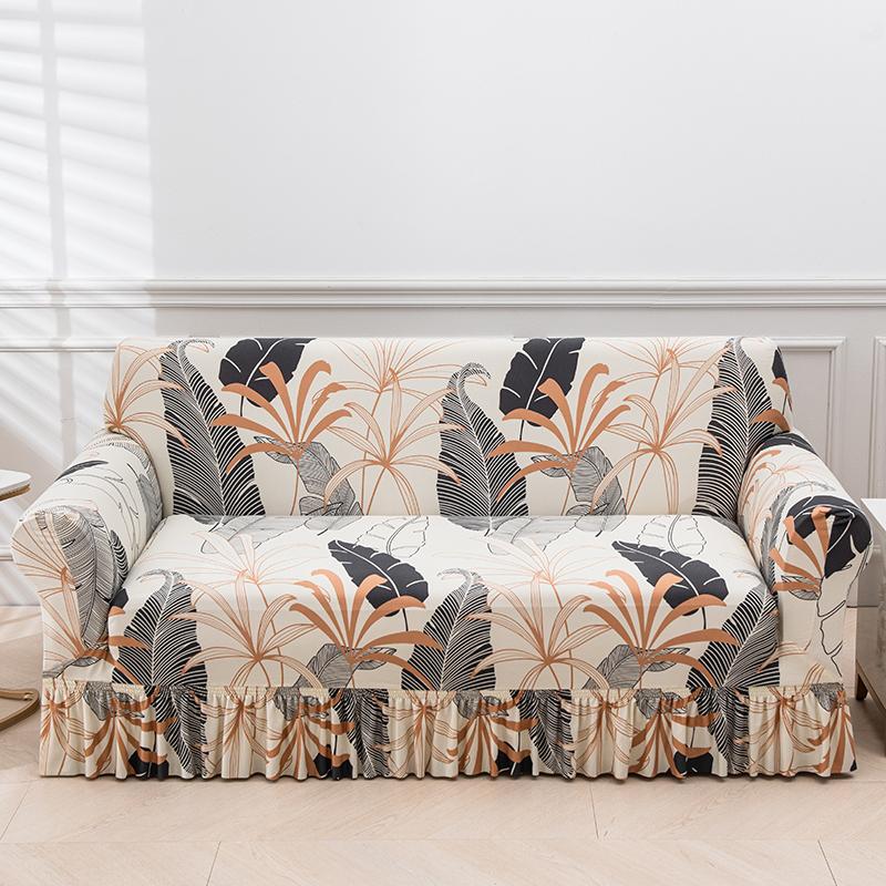 Printed Sofa Cover Stretch Couch Covers Patterned Slipcovers With Skirt Washable Spandex Furniture Protector For Living Room