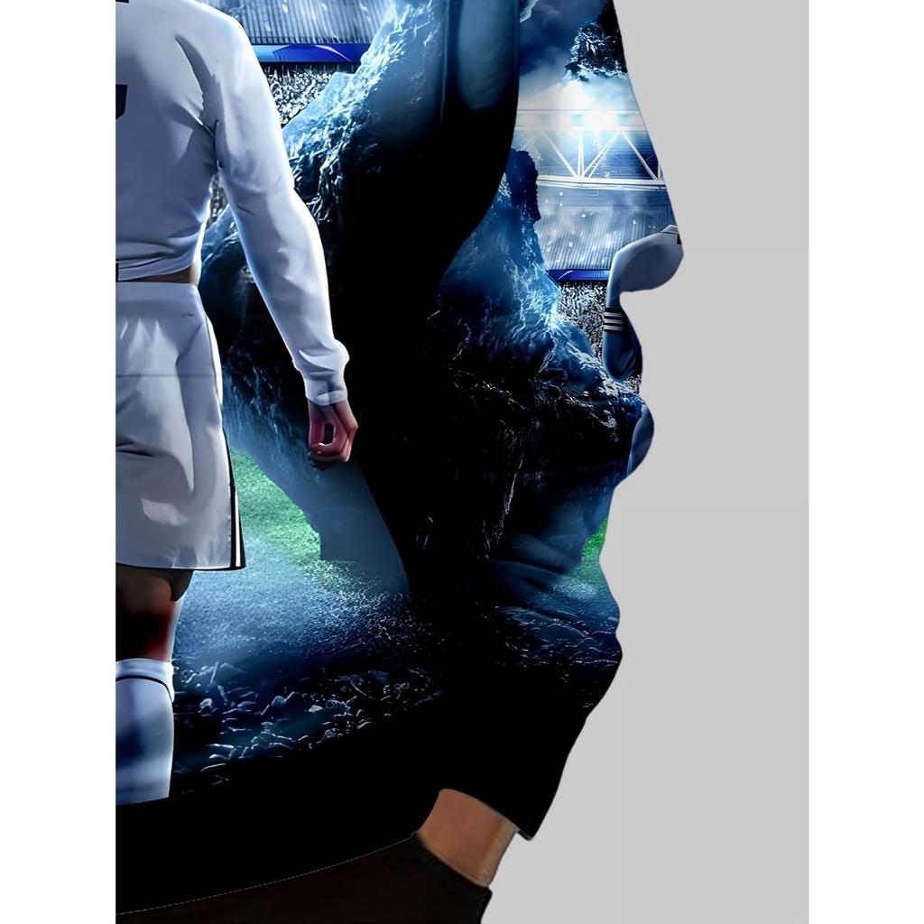 Fashion No.7 Fan Boys' Printed Hoodie 3D Football Player - Autumn/Winter Casual Long Sleeve Hoodie