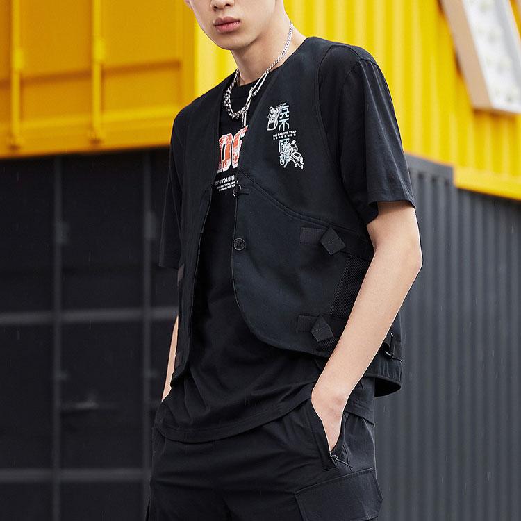 Li Ning Bad Five Tactical Print Breathable Casual Vest Unisex Vests Black AMDR009-1