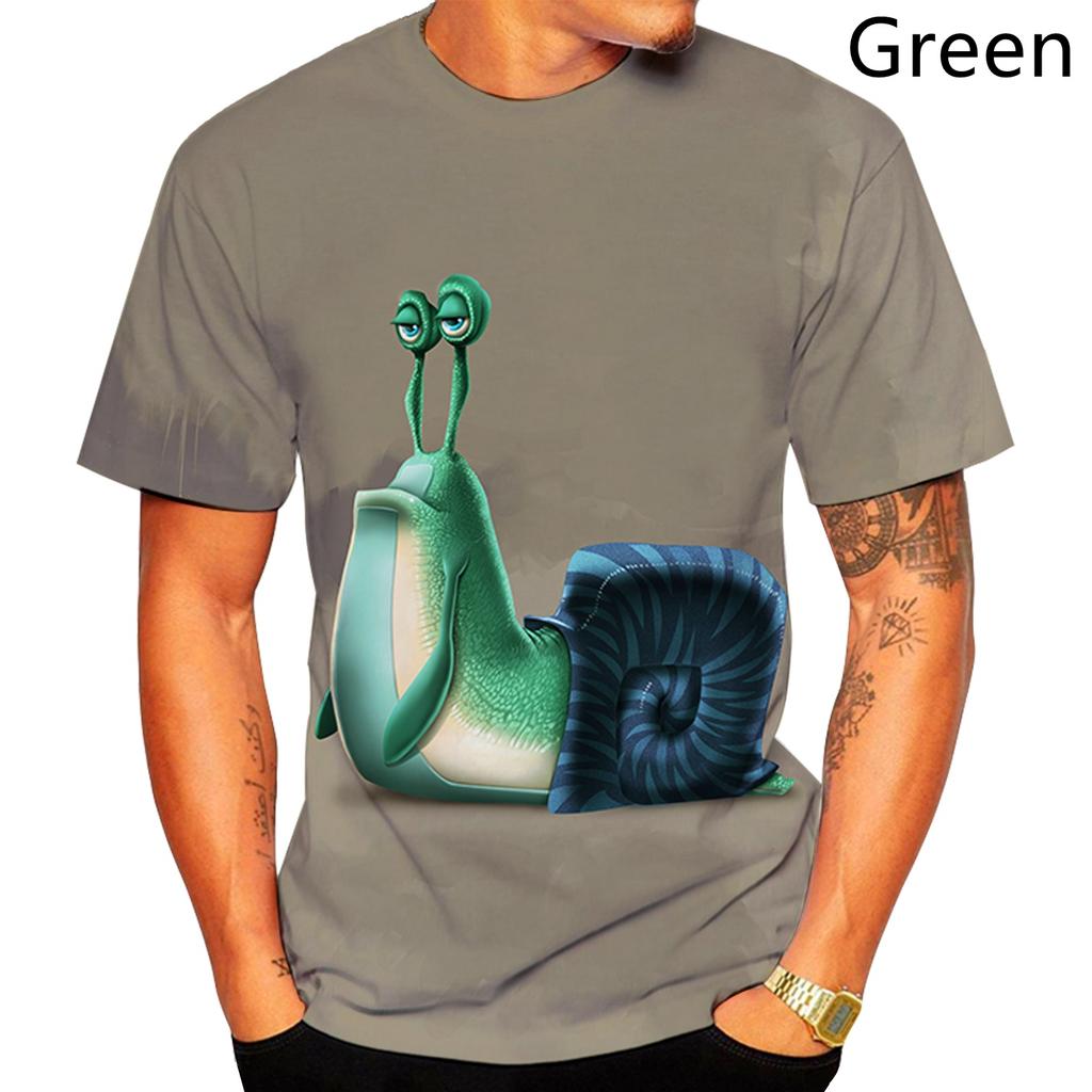 Letnie T-shirty męskie z okrągłym dekoltem, z zabawnym wzorem ślimaka 3D, modne, casualowe, z krótkim rękawem