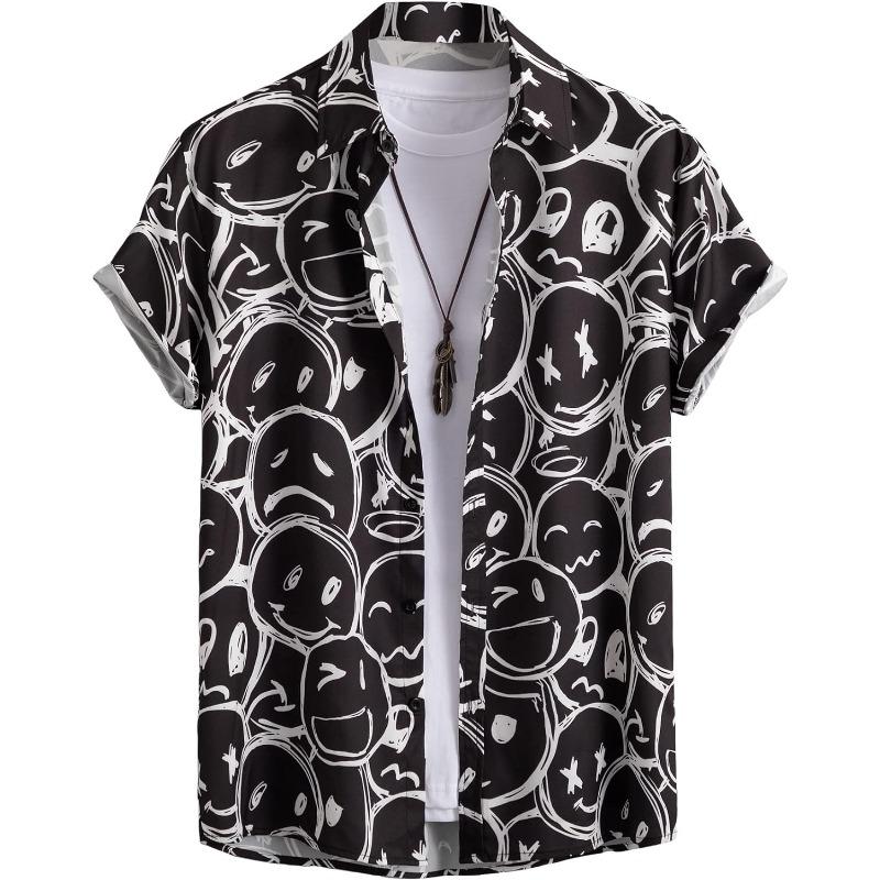 

Мужские рубашки 2024 года, рубашка на Хэллоуин для мужчин, летняя повседневная модная гавайская одежда для вечеринок, топ с короткими рукавами 5XL