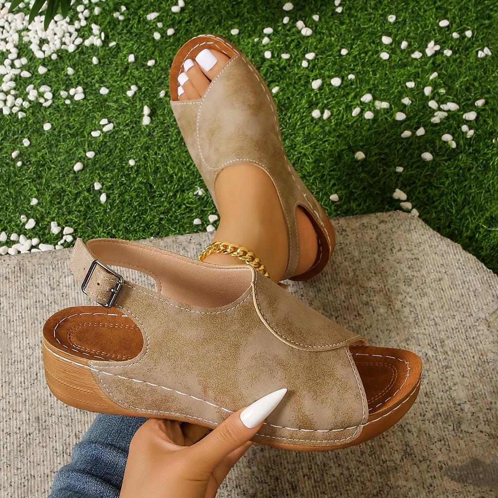 Casual Buckle Strap Wedge Sandals for Women Summer 2026 Elegant Fish Platform Women' Sandals Comfortable Plus Size Slides Female