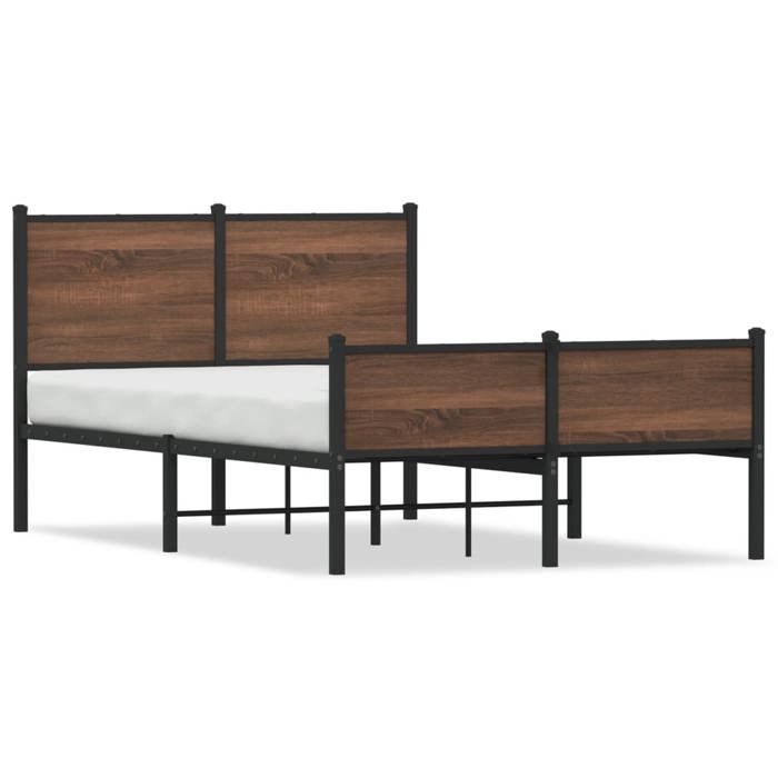 VidaXL Cadre de Lit Métal avec Tête de Lit et Pied de Lit, Lit Double avec Sommier, Lit Adulte, Mueble de Chambre à Coucher, 4007956