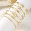 6 Stück/Set Offenes Design Metall Armreif Set Blumenknoten Mehrlagig Offener Armreif Damenschmuck