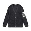 Autumn/Winter Thick V-neck Cardigan Four-Bar Knit Unisex Sweater Coat
