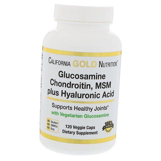 Хондропротектор для суставов и связок, Glucosamine Chondroitin MSM Plus Hyaluronic Acid, California Gold Nutrition  60вегкапс (03427001)
