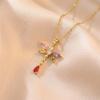 European & American Style Colored Zircon Bird & Butterfly Pendant Clavicle Necklace for Women