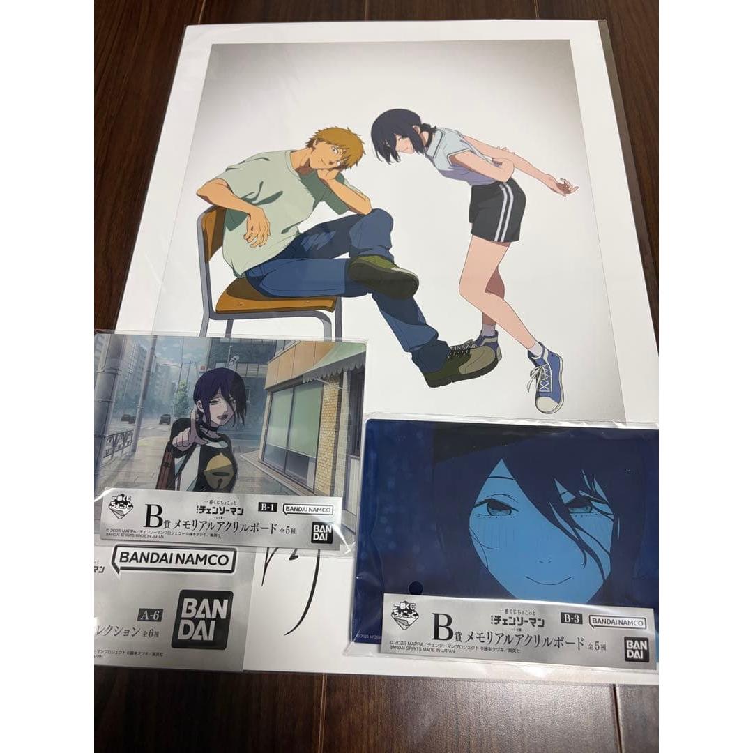 Used Ichiban Kuji Chainsaw Man Reze Edition Poster Acrylic Board 3 Piece Set