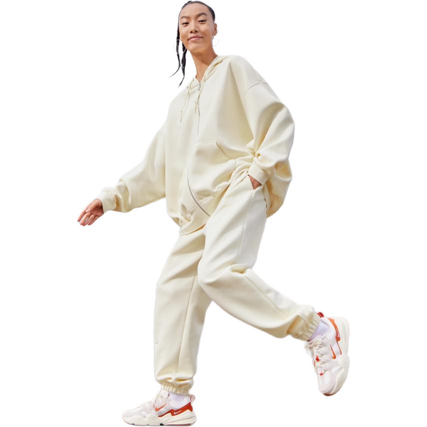 Nike Solid Color Casual Hooded Zip Jacket Women Jackets Coconut-Milk HF0422-113