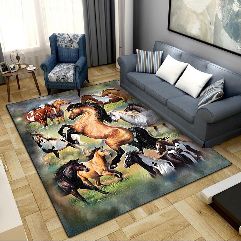 Horse Carpet Rug for Living Room Bedroom Home Sofa Decoration,Kids play Non-slip Floor Mat