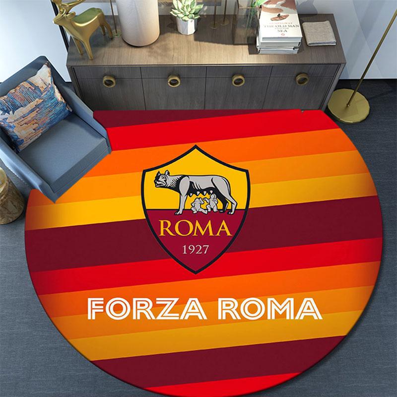 Associazione Sportiva Roma, Tappeto Rotondo, Tappeto per Soggiorno Camera da Letto Divano Sala Giochi Decorazione, Tappetino Antiscivolo