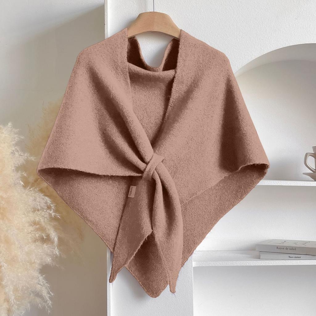 Women's Fashionable Knitted Shawl Wool Open Collar Shoulder Top Shawl Scarf