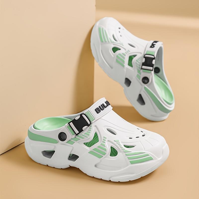 Men s Mecha Style Thick Soled Hole Sandals, Height Increasing Breathable Slippers, Trendy Casual Beach Shoes 34-35