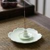 Ceramic Lotus Incense Holder for Sticks, Coils, and Cones - Home & Office Multi-Purpose Burner for Sandalwood and Agarwood Incense.