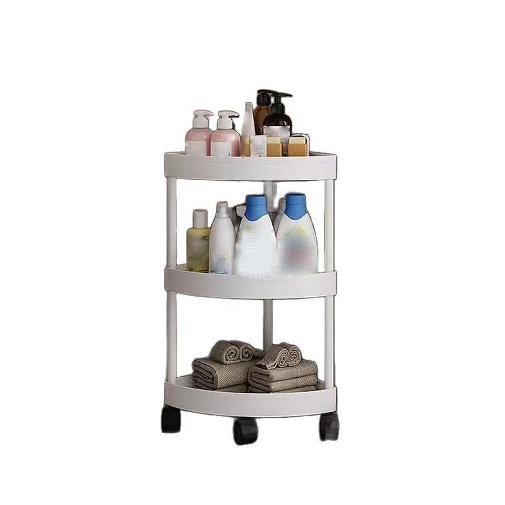 Triangular Corner Storage Rack, Bathroom & Organizer, Wheeled Multi-Layer Storage for Small Spaces & Storage