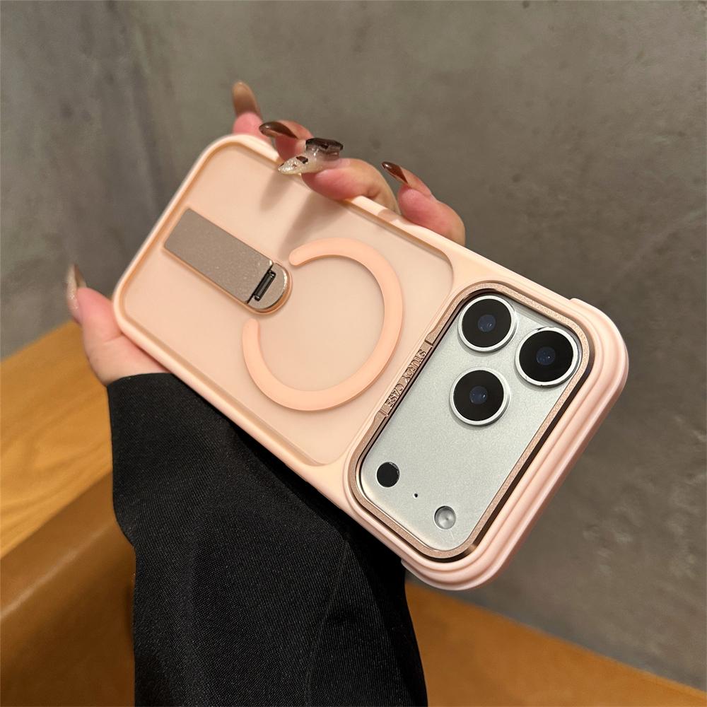 For Magsafe Folding Stand Magnetic Clear Case For iPhone 17 16 15 14 13 12 11 Pro Max Plus Air Matte Translucent Back TPU Cover