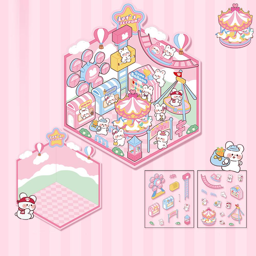 

1 комплект креативных 3D-наклеек для симуляции кабины, милые мультяшные наклейки ручной работы для ландшафтного дизайна, наклейки для укладки сцен E