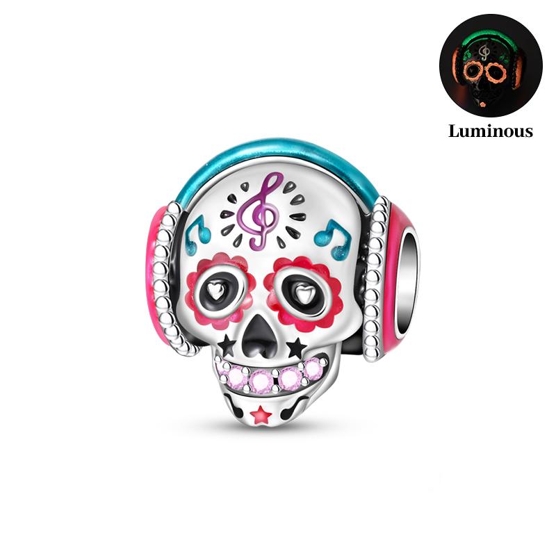 New Luminous Halloween Skull Witch Pumpkin Candy Charms Beads Fit 3Mm Original Bracelets Diy Party Jewelry