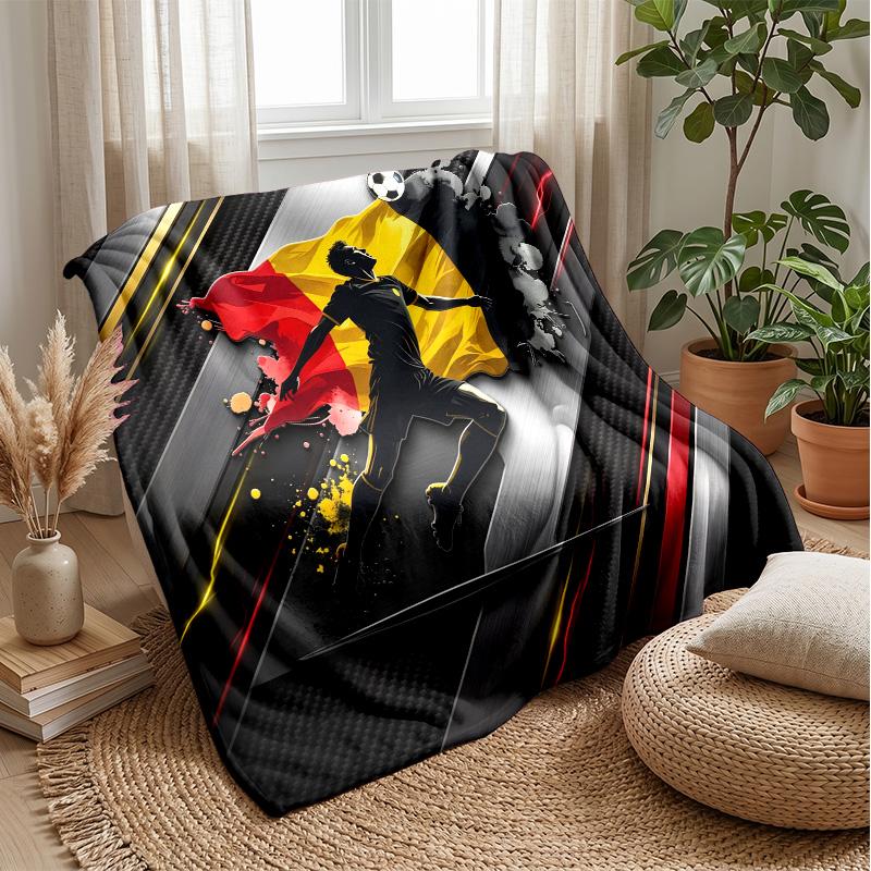 Belgium Football Printed Flannel Blanket Skin Friendly Warm Decorative Throw for Indoor Couch Bed Daily Use