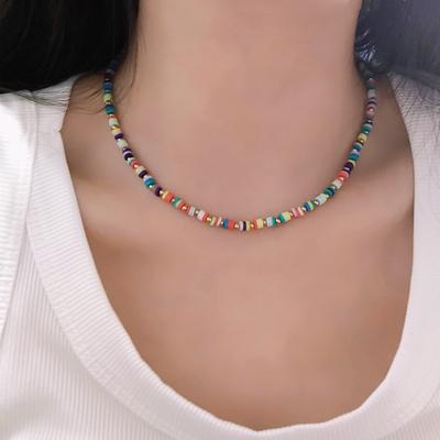 2025 Dopamine Candy Color Soft Pottery Beaded Necklace Ins Tide Sweet Temperament Clavicle Chain