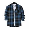 Men's Casual Long Pocket Sleeve Shirt Cardigan With Ground Wool Pinstripe Check