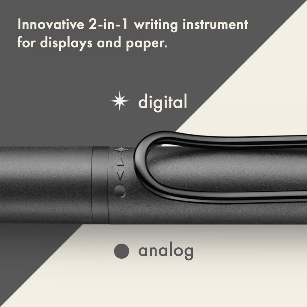 Lamy Safari Twin Pen EMR All Black Stylus and Ballpoint Pen for Many Android Devices Ergonomic Grip Write and Draw On Digital Media and (POM Tip) -