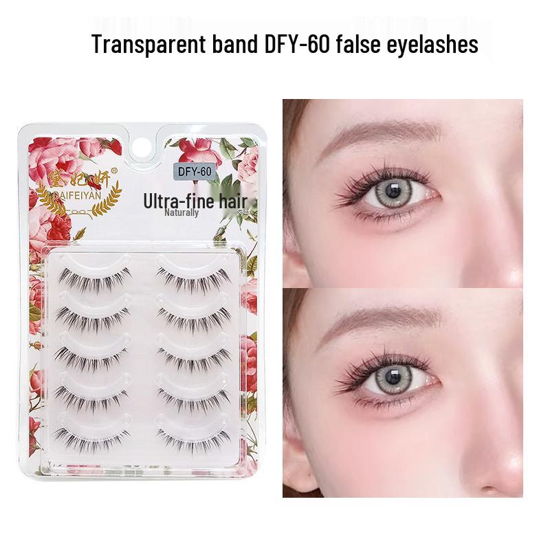 DFY-60: Five Pairs of Transparent Cross Style Eyelashes for Natural Nude Makeup