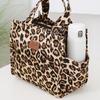 Retro-Leopardenmuster Große Lunch-Tasche mit Aufbewahrungstasche für Pendler Arbeit Handtasche Tragbare Mahlzeitentasche