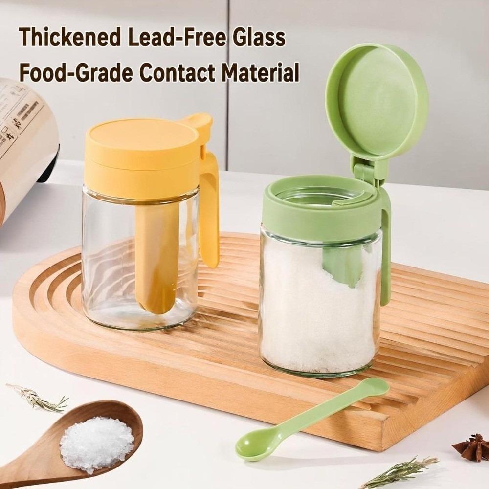 Clear Glass Glass Spice Jar Self Sealing Lid Automatic Sealing Container Cooking Flavor Storage