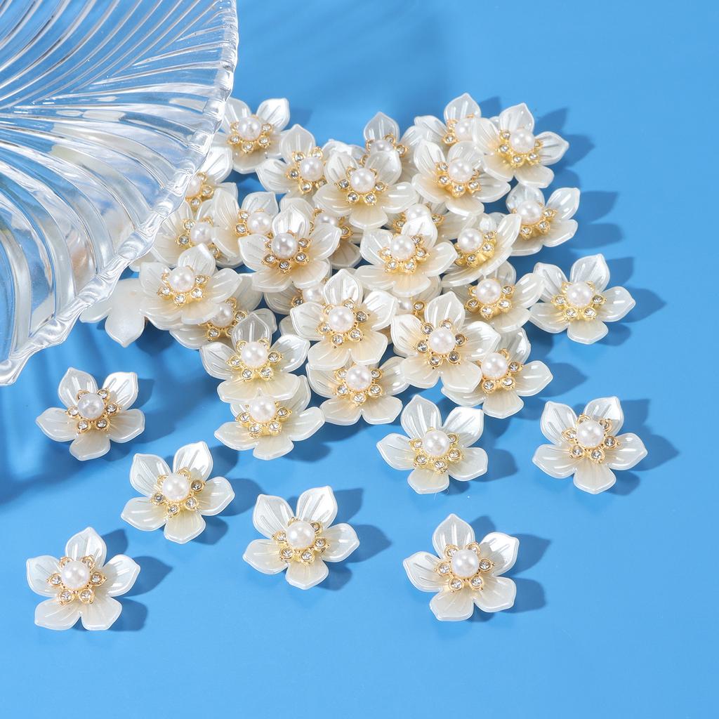 New 50pcs oversized gold background with diamond pearl flowers, DIY earrings, necklaces, headwear, jewelry making crafts