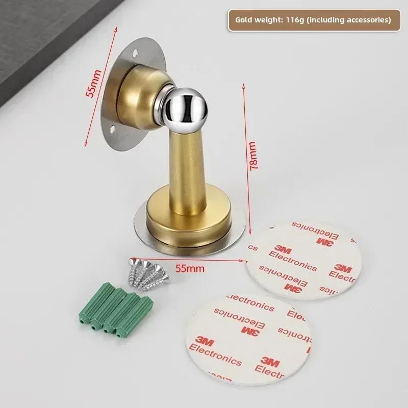 

1PCS Stainless Steel Door Stopper Bathroom Magnetic Door Stop Heavy Duty Floor Wall Mount Wind-Proof Door Holder Hardware 2025 золотой