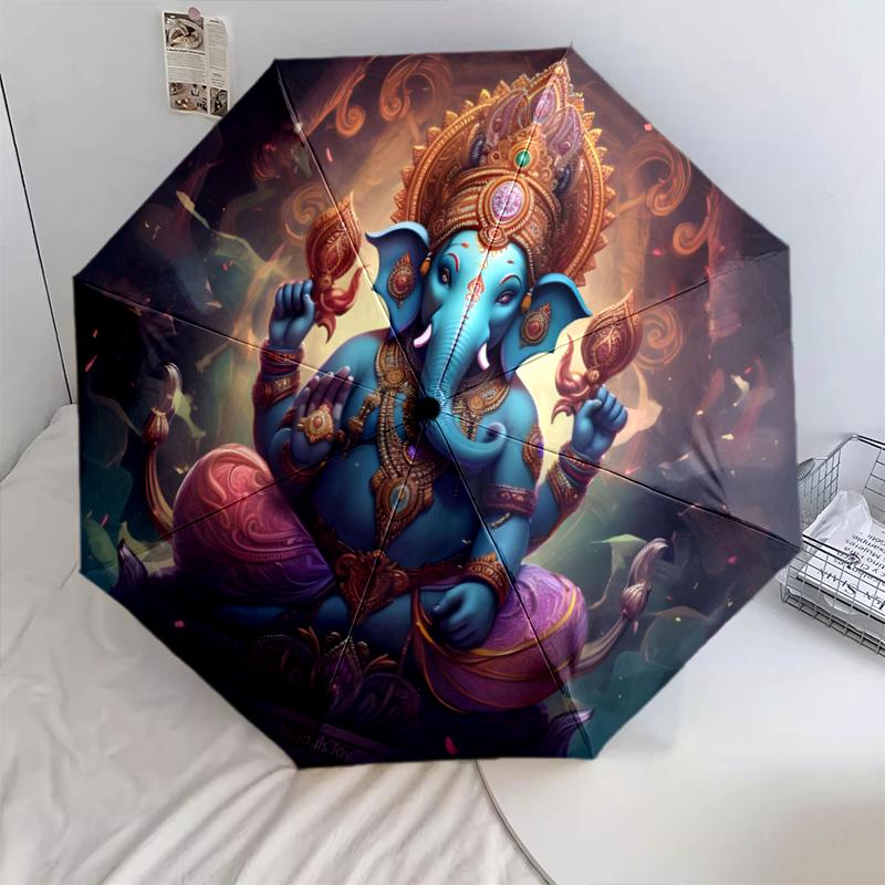 1PC elephant theme Umbrella Portable Folding Umbrella Iron Frame Hole Bone Structure Outdoor Home Umbrella A20