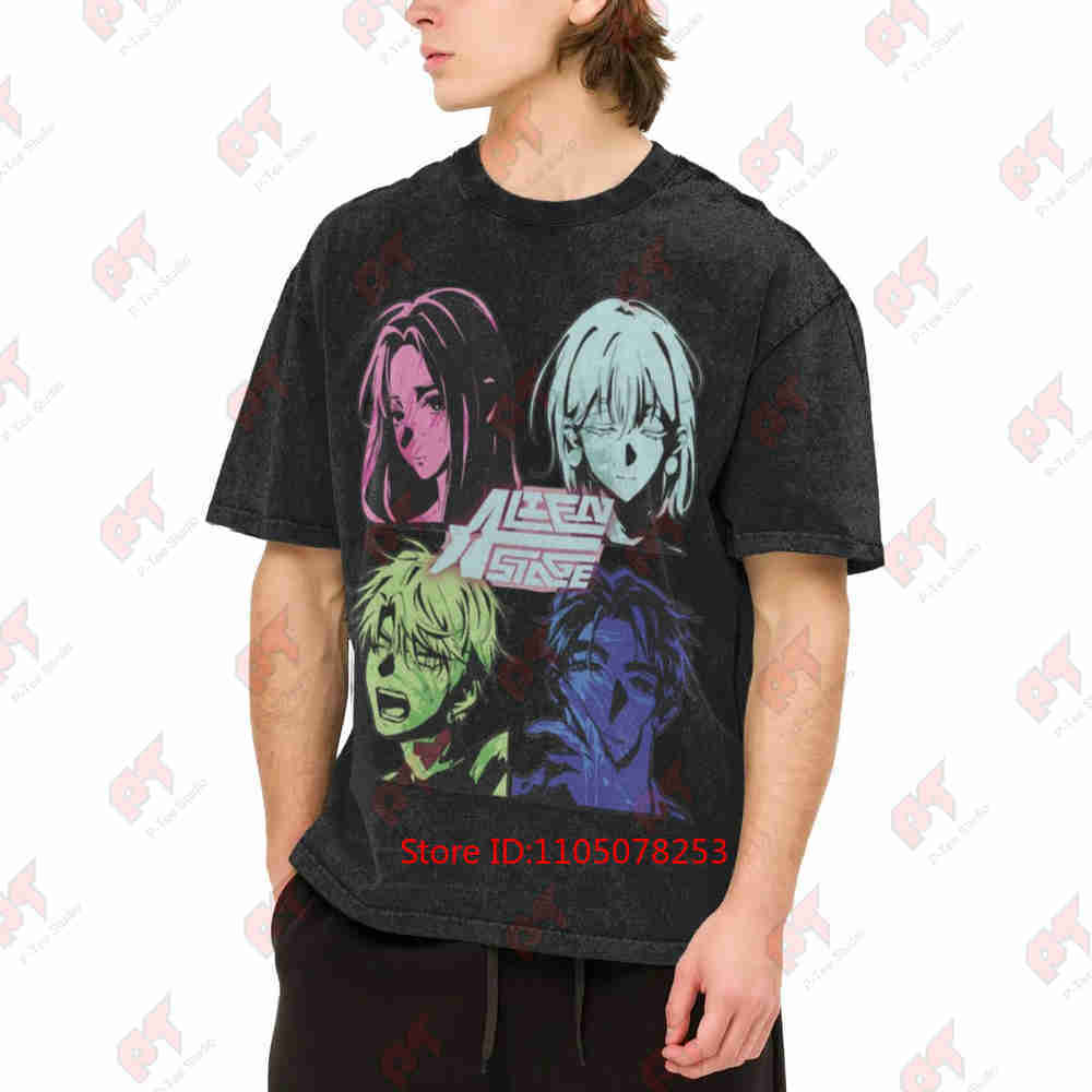 2026 Alien Stage Sua Mizi Ivan Till Alnst Ivantill Mizisua Idol Anime Vintage Washed Tee Pure Cotton T-Shirt